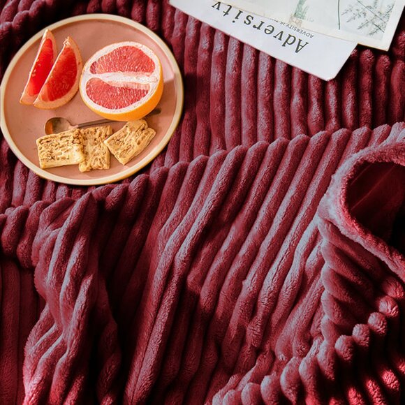 SOGA Burgundy Throw Blanket – Soft Cozy Warm Blanket for Bed, Sofa & Couch - Picture 11 of 13